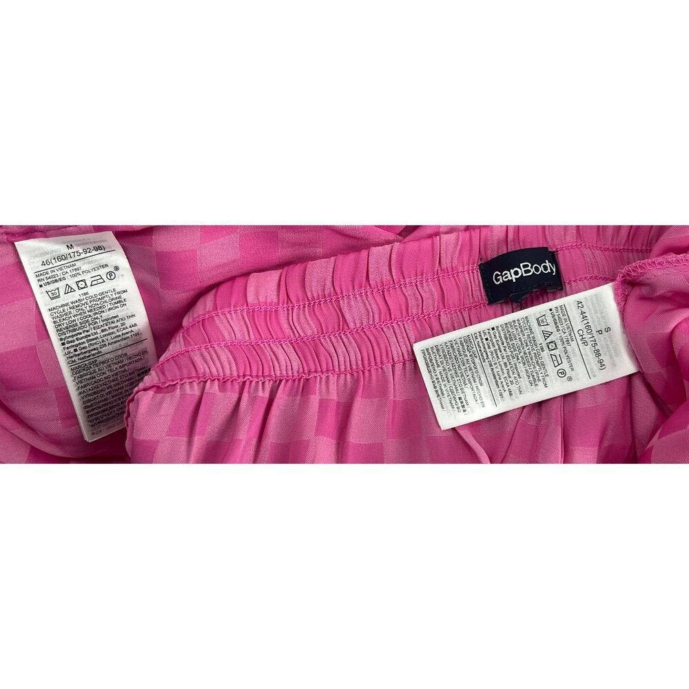 Gap Body Pink Checkered Satin Pajama Set Size Medium Small - Picture 3 of 3